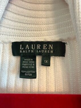 Lauren Ralph Lauren White Ribbed Cotton Cardigan